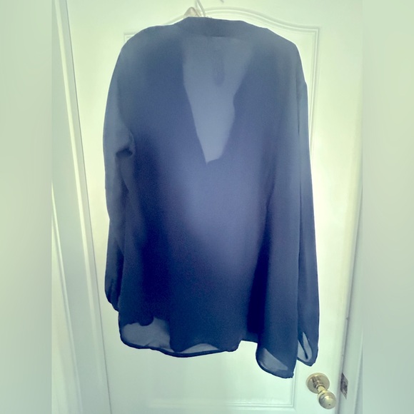 Navy Blue Sheer Banana Republic long sleeve top. Never Worn. - Picture 3 of 4